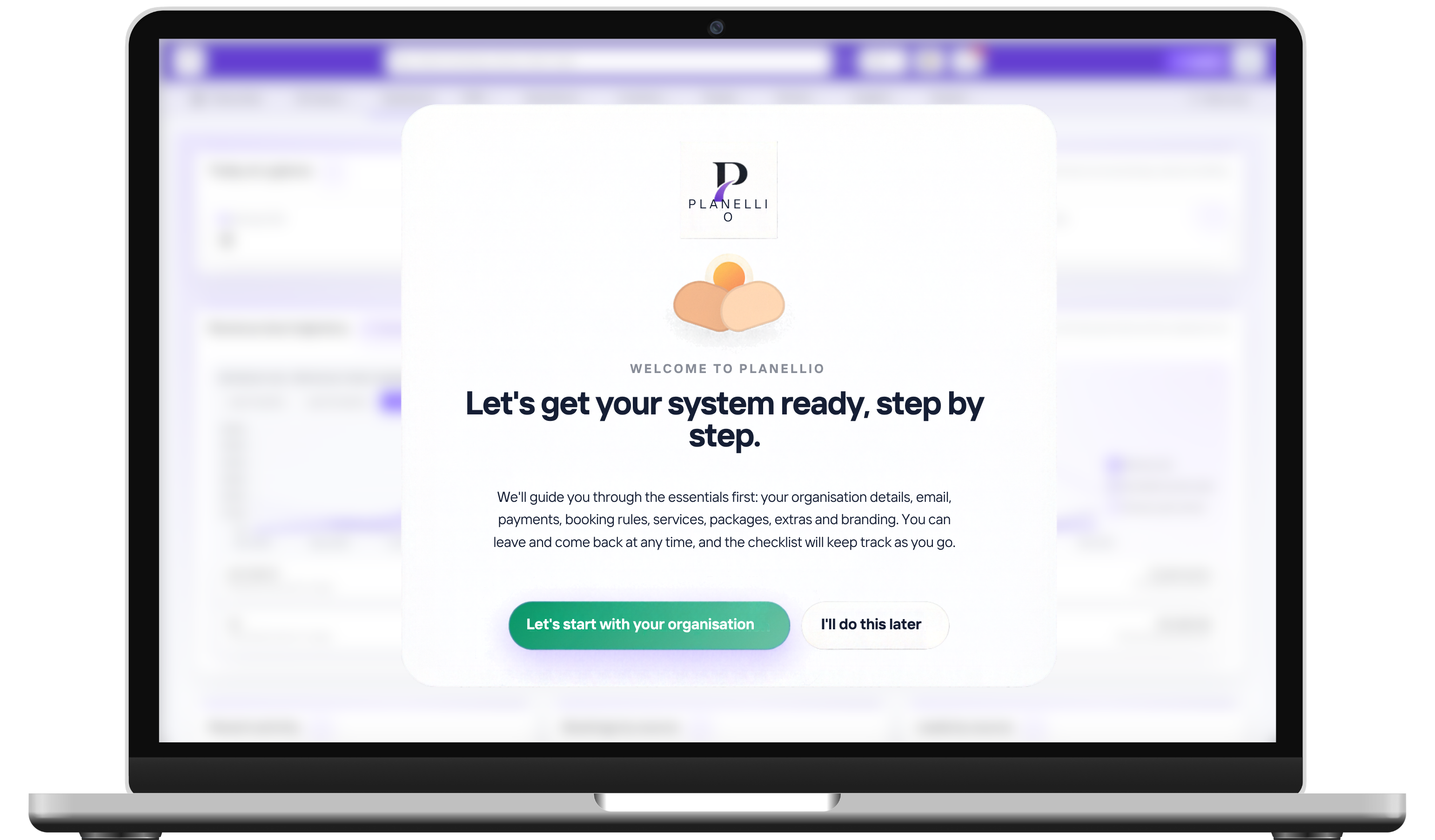 Planellio Version 4 guided setup dashboard